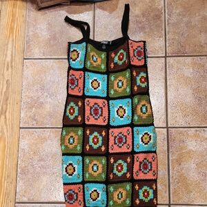 Laundry By Shelli Segal Black Crochet Mini Dress Womens Size Small